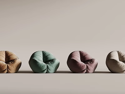 Modern Bean Bag Chairs in Multiple Colors for Stylish Interior Design 3d model