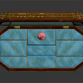 Ornate Red Wooden Jewelry Box With Green Lining And Interior Mirror Design
