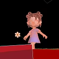 Little Girl in Purple Dress Holding Daisy on Green Grass under Blue Sky White Clouds