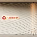 Elegant Modern Reception Area Design with Textured Sand Wall and Soft Warm Lighting