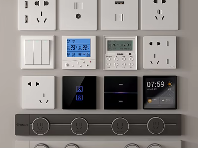 Various Switch Panels With Digital Display Temperature Control Time Function And Knob Design 3d model