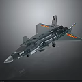Modern Dark Green Fighter Jet Model with Yellow Markings Sharp Nose and Reflective Surface