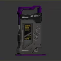 Purple And Gray Tech Device With Purple Stand Detailed Texture And Indicator Lights