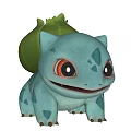 Cute Blue Reptile with Green Plant Back Structure and Big Orange Eyes