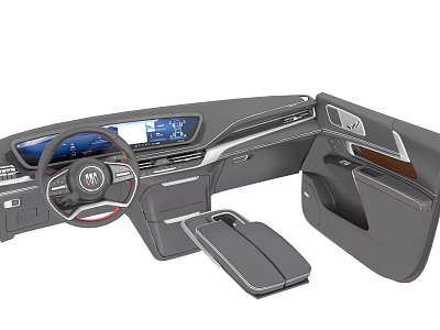 Modern Car Interior Featuring Steering Wheel Dashboard Infotainment Screen And Door Panels 3d model