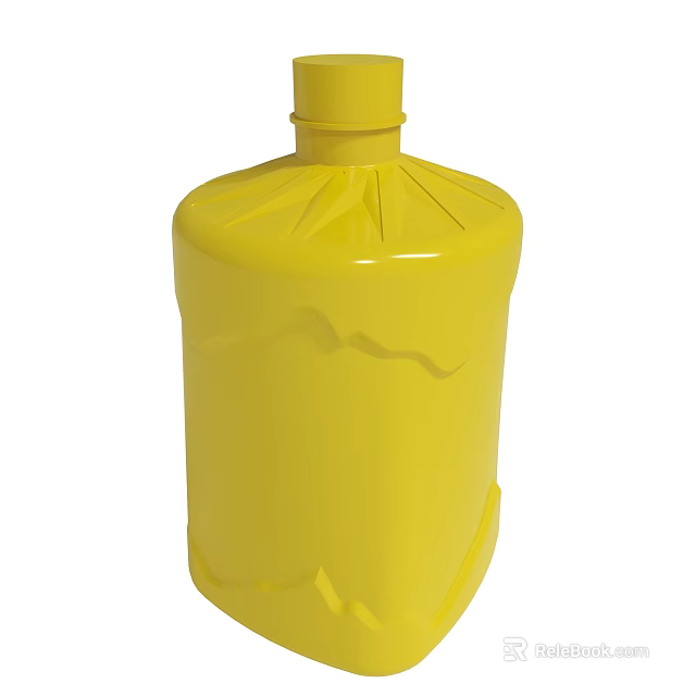 Durable Yellow Plastic Bottle With Wave Pattern And Screw Top Design 3d model 