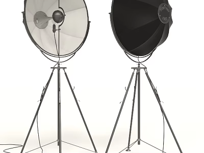 Professional Studio Photography Lights With Softbox And Black Reflector On Tripods 3d model