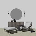 Light Luxury Single Person Sofa Casual Sofa Side Cabinet Combination 3d model