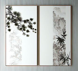 New Chinese Plant Painting Decorative Painting 3d model