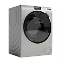 Silver Front Loading Washing Machine With Modern Design And Circular Door