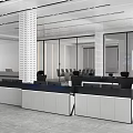 Modern Bright Monitoring Control Room With Large Digital Display Screen And Professional Office Workstations