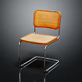Modern Office Chair With Rattan Backrest Seat And Chrome Metal Frame
