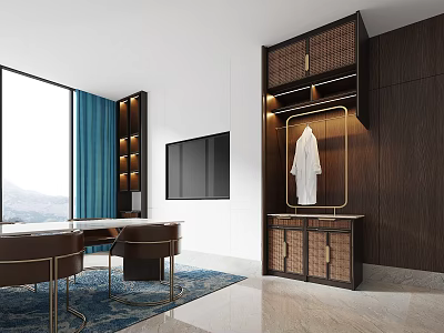 Modern Hotel Chess And Card Room With Comfortable Seats And Wooden Furniture 3d model