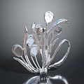 Elegant Silver Brooch With Floral Design Leaves Shiny Metal And Transparent Gemstones