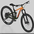 Green and Orange Mountain Bike With Black Wheels And Suspension Fork Design