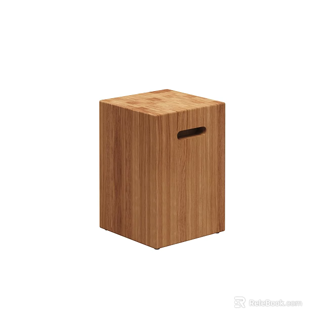 Modern Cube Shaped Oak Wood Coffee Table With Simple Handle Design For Living Room 3d model 