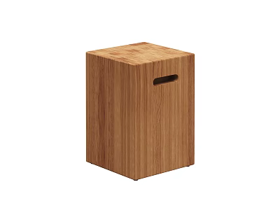Modern Cube Shaped Oak Wood Coffee Table With Simple Handle Design For Living Room 3d model