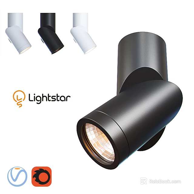 Lightstar Black And White Downlights And Spotlights With Modern Adjustable Design 3d model 