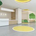 Modern Hospital Lobby Reception Center With Information Desk Direction Lines And Display Screen