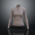 Slim Fit High Neck Long Sleeve Top With Textured Fabric And Zip Closure Design 3d model