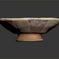 Colorful Bowl Shaped Sculpture Carving With Red Circular Motifs Purple Spiral And Pedestal Base