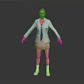 Woman In School Uniform Blazer With Tie Pleated Skirt White Socks And Shoes