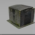 Concrete Ventilation Structure with Moss Covered Exterior and Side Grille on Platform Base 3d model
