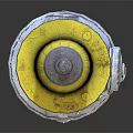 Detailed Yellow Fire Hydrant with Top Cap Base Chains and Valve Outlets