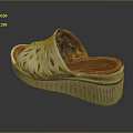 Stylish Women's Perforated Platform Slippers with Golden Sole and Red Insole