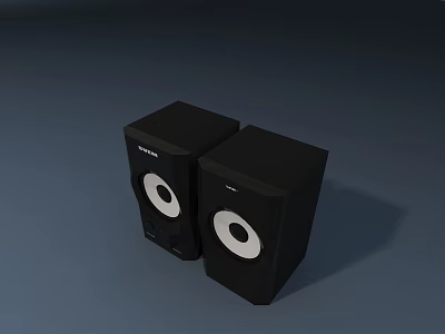 Modern Black Stereo Speakers With Circular Woofer Design For Home Audio System 3d model