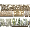Bamboo And Wooden Room Dividers With Various Designs And Plant Decor