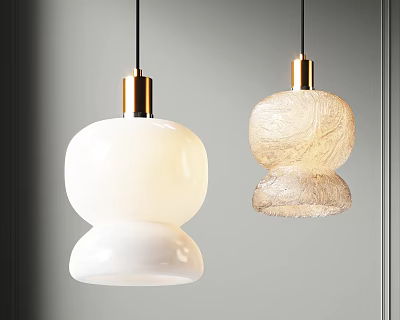 Modern Pendant Lights Featuring White Smooth Ceramic Textured Glass And Gold Accent Design 3d model