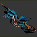 Steampunk Themed Game Character With Blue Mechanical Armor Large Axe And Goggles 3d model