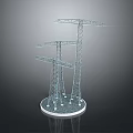 Metallic Electricity Pylon Model Display With Multi level Frames And Circular Base