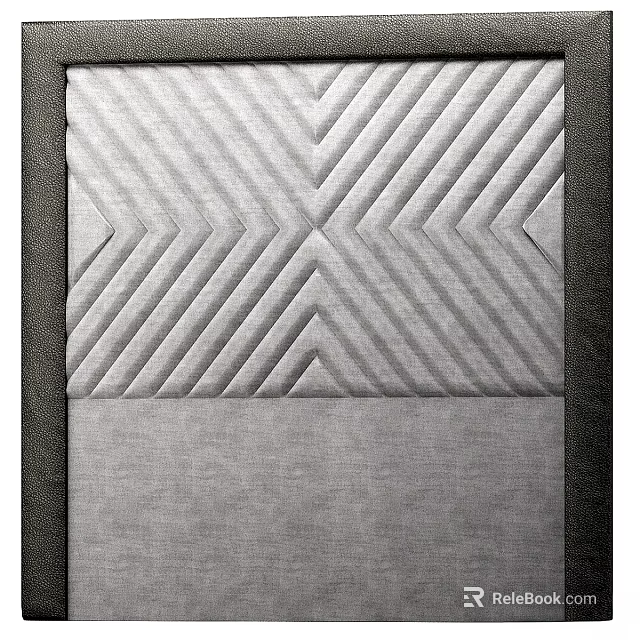 Textured Gray Bed Background Wall With Geometric Chevron Pattern And Soft Upholstery 3d model 