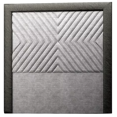 Textured Gray Bed Background Wall With Geometric Chevron Pattern And Soft Upholstery 3d model