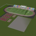 Modern Outdoor Athletic Sports Facility With Running Track Soccer Field Basketball Courts And Spectator Stands 3d model