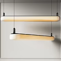 Modern Two Linear Pendant Lights With White Shade And Black Frame For Dining Room 3d model