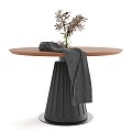 New Chinese Round Dining Table Round Dining Table Log Dining Table 3d model