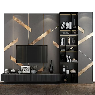 Modern TV background wall 3d model