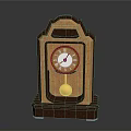 Vintage Mantle Clock With Wooden Frame Purple Base And Golden Pendulum
