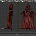 Fantasy Hooded Cloak Armor Costume With Black Detailed Design And Long Robe