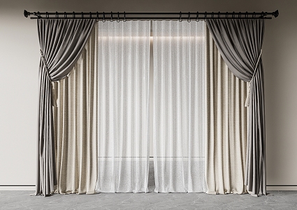 modern curtain fabric curtain gauze curtain fabric curtain 3d model