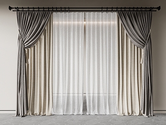 modern curtain fabric curtain gauze curtain fabric curtain 3d model