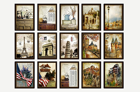 American Architectural Painting Decorative Painting Hanging Painting 3d model