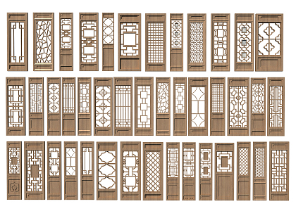 Chinese doors and windows 3d model