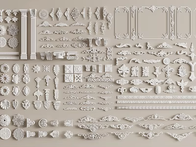 Decorative Gypsum Molding Collection With Various Intricate Patterns And Interior Designs 3d model