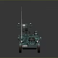 Green Armored Tank Featuring Long Antenna Turret And Heavy Metallic Tracks Design