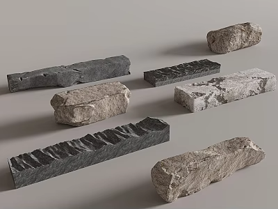Natural Stone Pieces In Various Shapes Sizes Textures And Assorted Colors 3d model