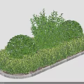 Well Trimmed Green Shrubs In Various Shapes With Stone Border For Garden Landscape